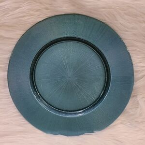 Vintage Teal Color Glass Charger Plate. 13" Dia